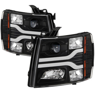Spyder® - Signature Series Driver and Passenger Side Black LED Light Tube Projector Headlights