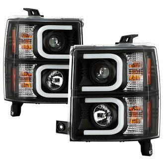 Spyder® - Signature Series Driver and Passenger Side Black LED Light Tube Projector Headlights