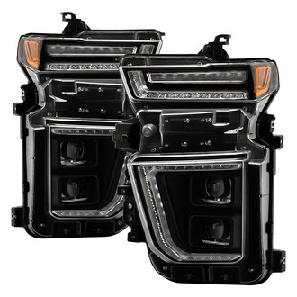 Spyder® - Apex Series Driver and Passenger Side Black Light Tube Projector LED Headlights with DRL and Sequential Turn Signal