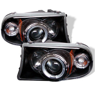 Spyder® - Signature Series Driver and Passenger Side Black Halo Projector Headlights with Parking LEDs