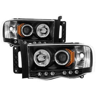 Spyder® - Signature Series Driver and Passenger Side Black Halo Projector Headlights with Parking LEDs