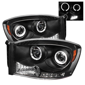 Spyder® - Signature Series Driver and Passenger Side Black Halo Projector Headlights with Parking LEDs
