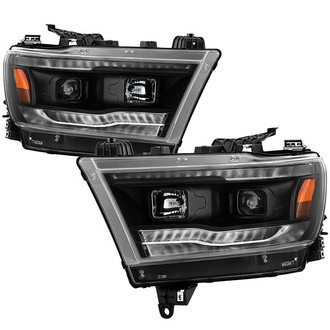 Spyder® - Signature Series Driver and Passenger Side Black Projector Headlights with LED Sequential Turn Signal