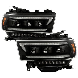 Spyder® - Driver and Passenger Side Black DRL Bar Projector LED Headlights with Sequential LED Turn Signal