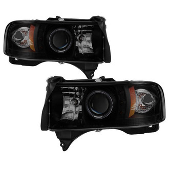 Spyder® - Signature Series Driver and Passenger Side Black/Smoke Halo Projector Headlights with Parking LEDs