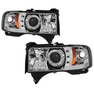 Spyder® - Signature Series Driver and Passenger Side Chrome Halo Projector Headlights with Parking LEDs