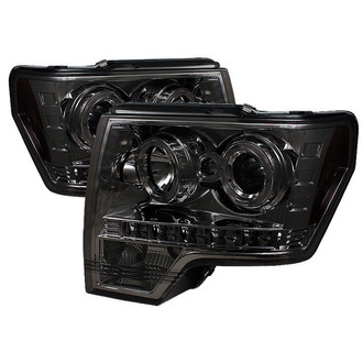 Spyder® - Signature Series Driver and Passenger Side Chrome/Smoke Halo Projector Headlights with Parking LEDs