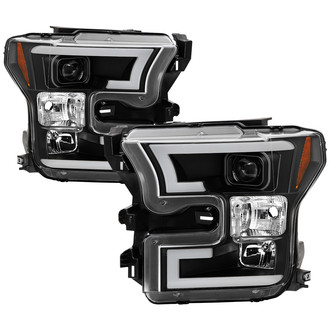 Spyder® - Platinum Series Driver and Passenger Side Black Light Tube Projector LED Headlights