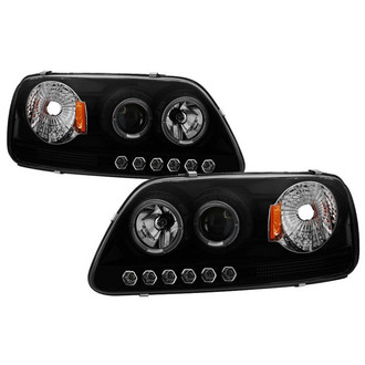 Spyder® - Signature Series Driver and Passenger Side Black/Smoke Halo Projector Headlights with Parking LEDs