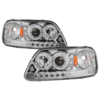 Spyder® - Signature Series Driver and Passenger Side Chrome Halo Projector Headlights with Parking LEDs