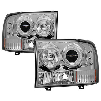Spyder® - Signature Series Driver and Passenger Side Chrome Halo Projector Headlights with Parking LEDs