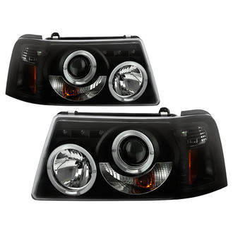 Spyder® - Signature Series Driver and Passenger Side Black/Smoke Halo Projector Headlights with Parking LEDs