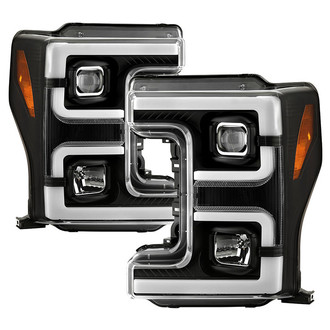 Spyder® - Signature Series Driver and Passenger Side Black LED DRL Bar Projector Headlights