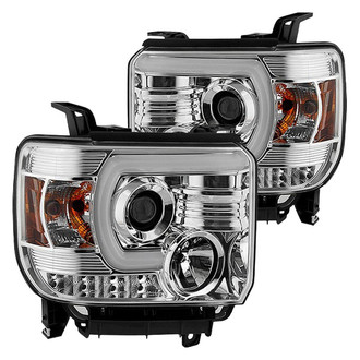 Spyder® - Signature Series Driver and Passenger Side Chrome LED Light Tube Projector Headlights