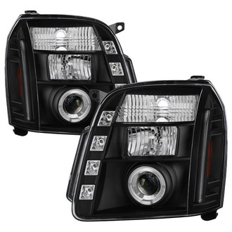 Spyder® - Signature Series Driver and Passenger Side Black Halo Projector Headlights with Parking LEDs