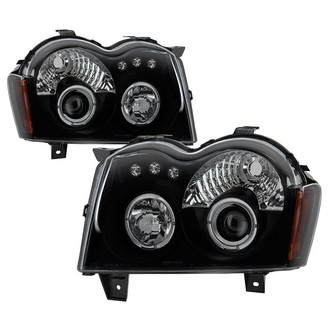 Spyder® - Signature Series Driver and Passenger Side Black/Smoke Halo Projector Headlights with Parking LEDs