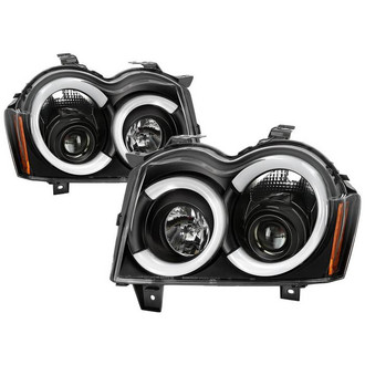 Spyder® - Signature Series Driver and Passenger Side Black LED DRL Bar Halo Projector Headlights