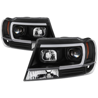 Spyder® - Signature Series Driver and Passenger Side Black LED DRL Bar Projector Headlights