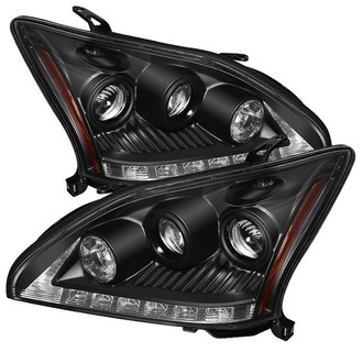 Spyder® - Signature Series Driver and Passenger Side Black Projector Headlights with Parking LEDs