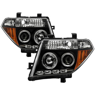 Spyder® - Signature Series Driver and Passenger Side Black Halo Projector Headlights with Parking LEDs