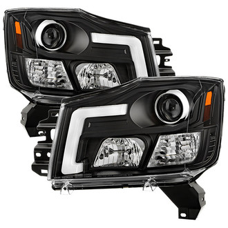 Spyder® - Signature Series Driver and Passenger Side Black LED DRL Bar Projector Headlights