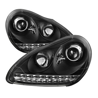 Spyder® - Signature Series Driver and Passenger Side Black Projector Headlights with LED Turn Signal and Parking