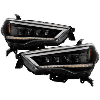 Spyder® - Apex Series Driver and Passenger Side Black DRL Bar Projector LED Headlights with Sequential Turn Signal