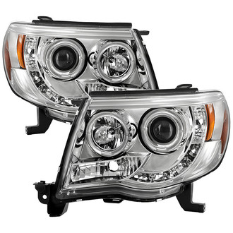 Spyder® - Signature Series Driver and Passenger Side Chrome Halo Projector Headlights with Parking LEDs