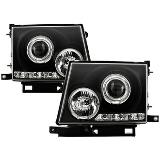 Spyder® - Signature Series Driver and Passenger Side Black Halo Projector Headlights with Parking LEDs