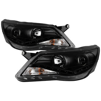 Spyder® - Signature Series Driver and Passenger Side Black Projector Headlights with Parking LEDs