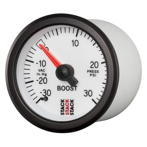 Stack® - Mechanical 52mm Boost Pressure Gauge, White, -30inHg to +30PSI
