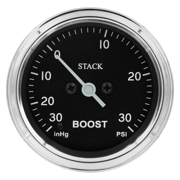 Stack® - Professional Stepper Motor Classic 52mm Vacuum/Boost Gauge, -30inHg to +30PSI