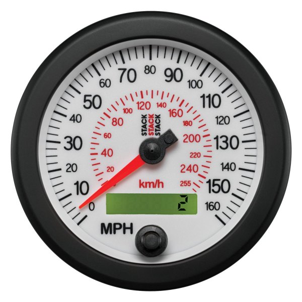 Stack® - 88mm Programmable Electronic Speedometer Gauge, White