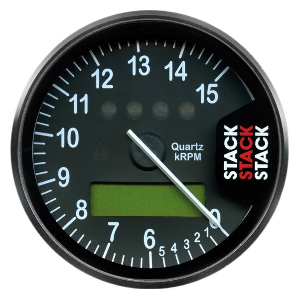 Stack® - Display Tachometer Gauge, Black, 0-6-15K RPM