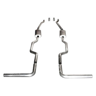 Stainless Works® - 304 SS Smooth Tube Dual Header-Back Exhaust System with Dual Side Exit
