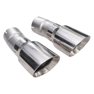 Stainless Works® - Round Angle Cut Clamp-On Double-Wall Polished Exhaust Tips