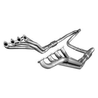 Stainless Works® - 304 SS Mill Long Tube High Flow Catted Exhaust Header Assembly with Factory Connect Y-Pipe