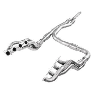 Stainless Works® - 304 SS Long Tube High Flow Catted Exhaust Header Assembly with Factory Connect Y-Pipe