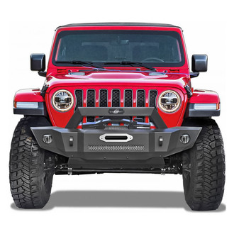 SteelCraft® - Mid Width Black Front Winch HD Bumper with Hoop