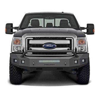 SteelCraft® - Fortis Full Width Textured Black Front HD Bumper with Hoop