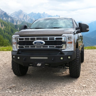 SteelCraft® - Fortis Full Width Textured Black Front HD Bumper with Hoop