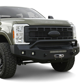 SteelCraft® - Fortis Full Width Textured Black Front Winch HD Bumper with Hoop