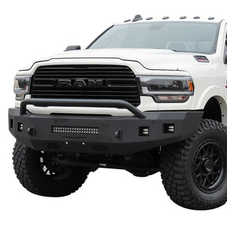 SteelCraft® - Fortis Full Width Textured Black Front HD Bumper with Hoop