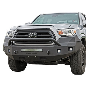 SteelCraft® - Fortis Full Width Textured Black Front HD Bumper with Hoop