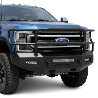 SteelCraft® - Fortis Maxx Full Width Black Front HD Bumper with Brush Guard