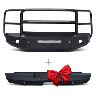 SteelCraft® - Fortis Maxx Full Width Black Front HD Bumper with Brush Guard and Free Rear HD Bumper