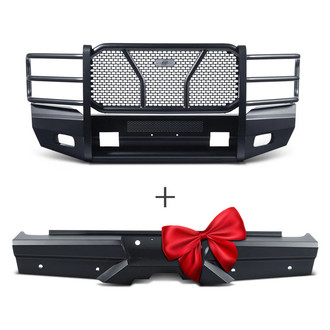 SteelCraft® - Elevation Series™ Full Width Black Front HD Bumper with Brush Guard and Free Rear HD Bumper
