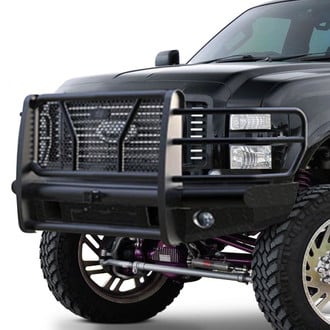 SteelCraft® - Full Width Black Front HD Bumper with Brush Guard and Hitch Receiver