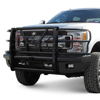 SteelCraft® - Full Width Black Front Winch HD Bumper with Brush Guard and Hitch Receiver