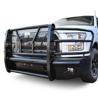SteelCraft® - Full Width Black Front HD Bumper with Brush Guard and Hitch Receiver and Free Rear HD Bumper